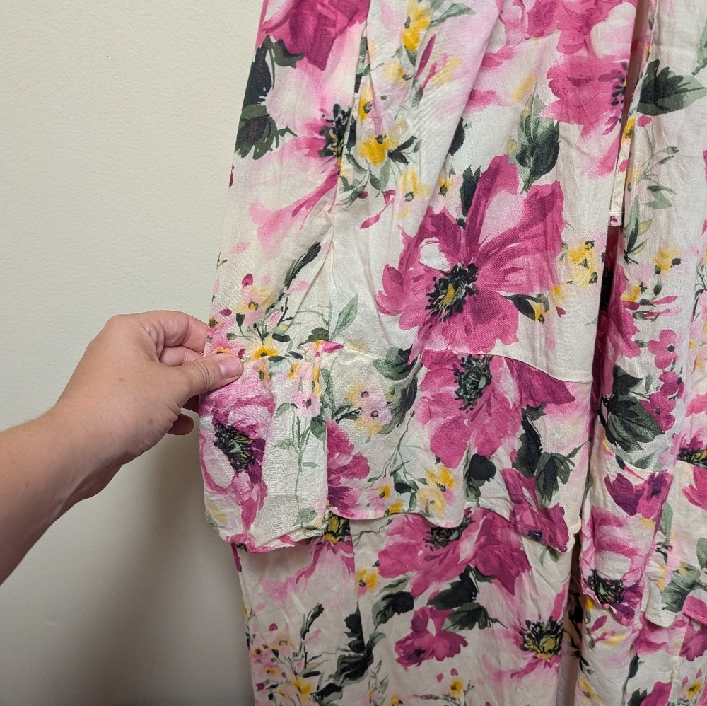 Abercrombie & Fitch Floral Maxi Dress Pink White Yellow Women’s XXLT - Picture 9 of 9